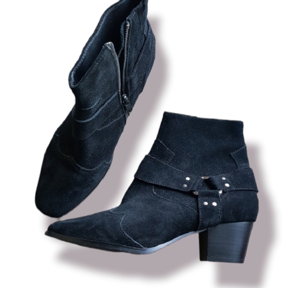 Caverley Don Boot black suede ankle Western boots casual 39 Euro 9 us - Picture 1 of 8